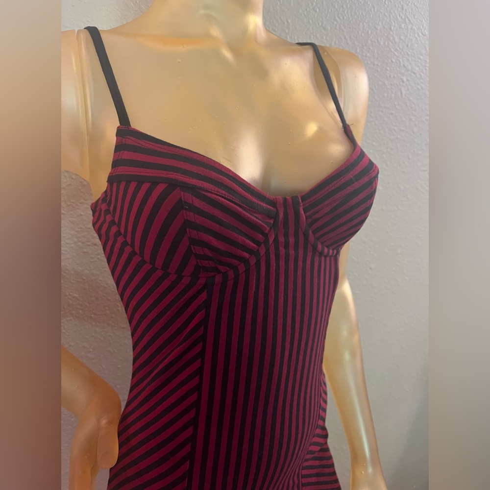 Black and red striped bodycon dress, size large - Picture 2 of 5